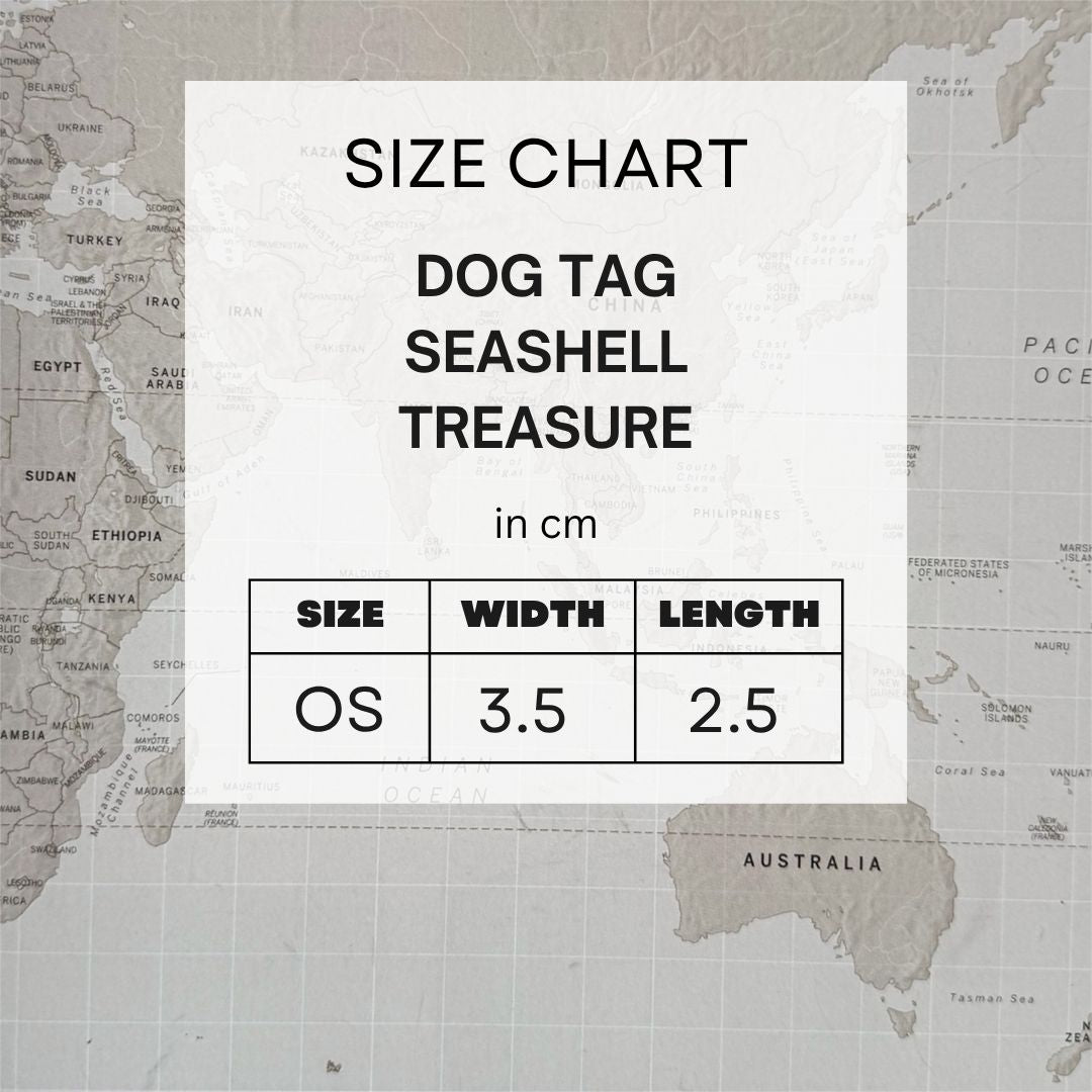 Sizing chart for the dog tag in cm.