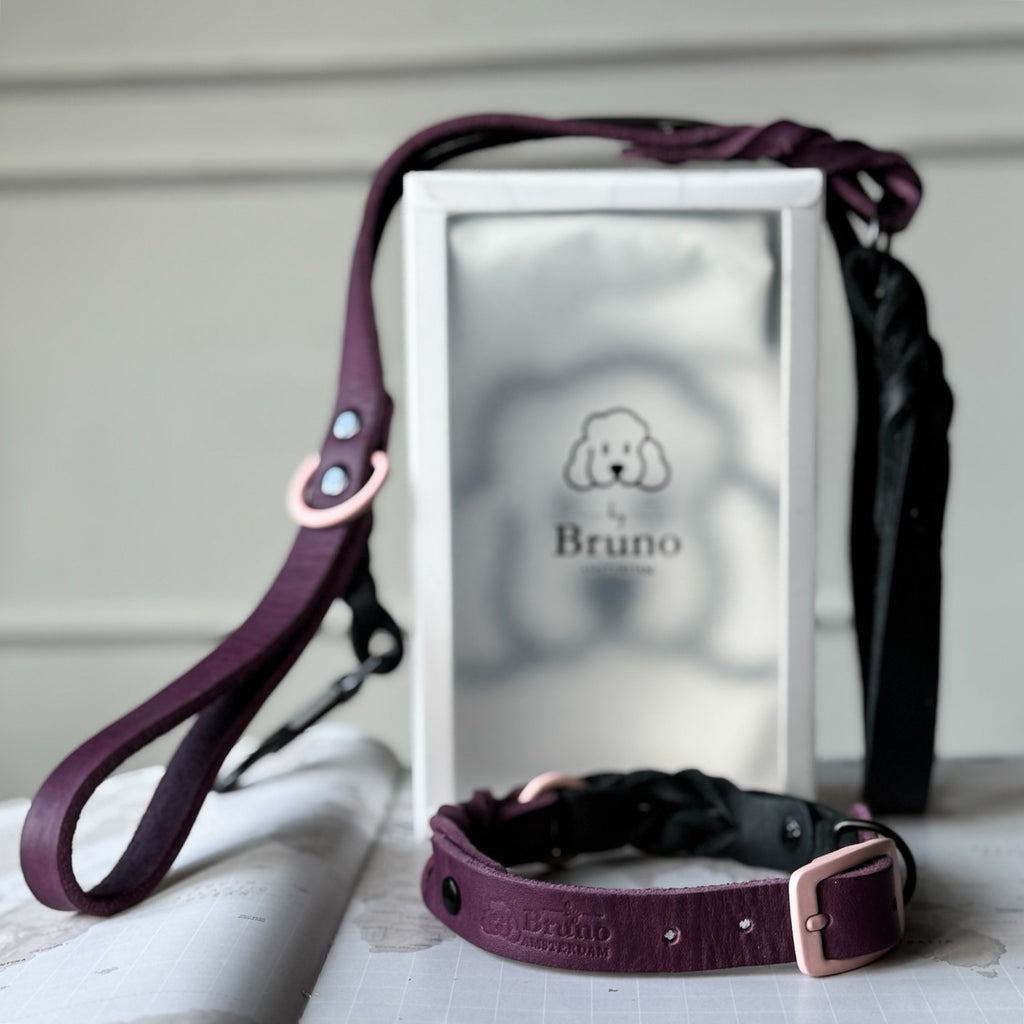 Greased Leather Leash Berry