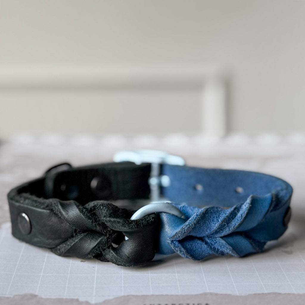 Greased Leather Royal Blue Dog Collar