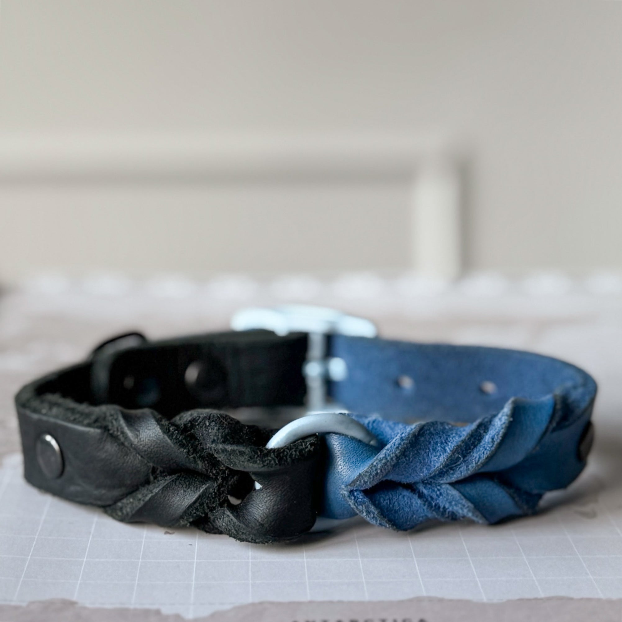 Greased Leather Royal Blue Dog Collar