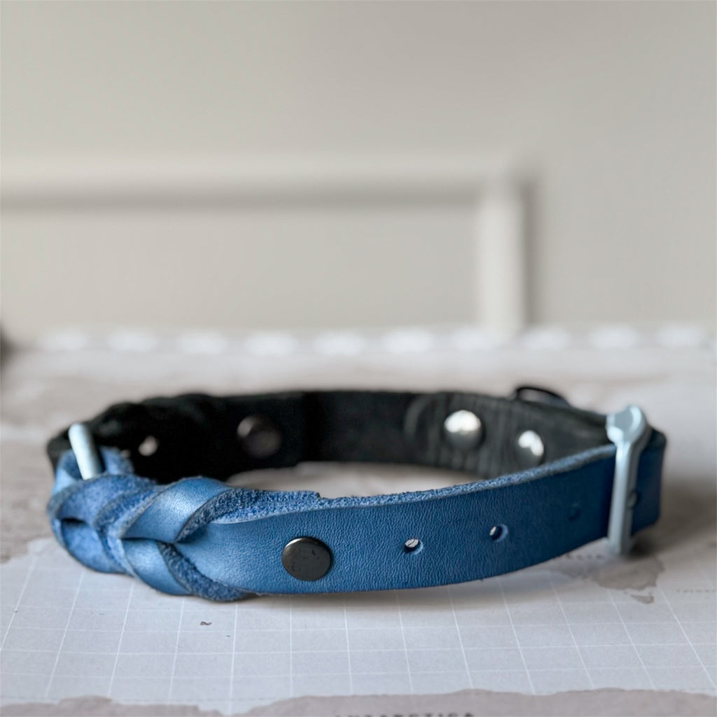 Greased Leather Royal Blue Dog Collar
