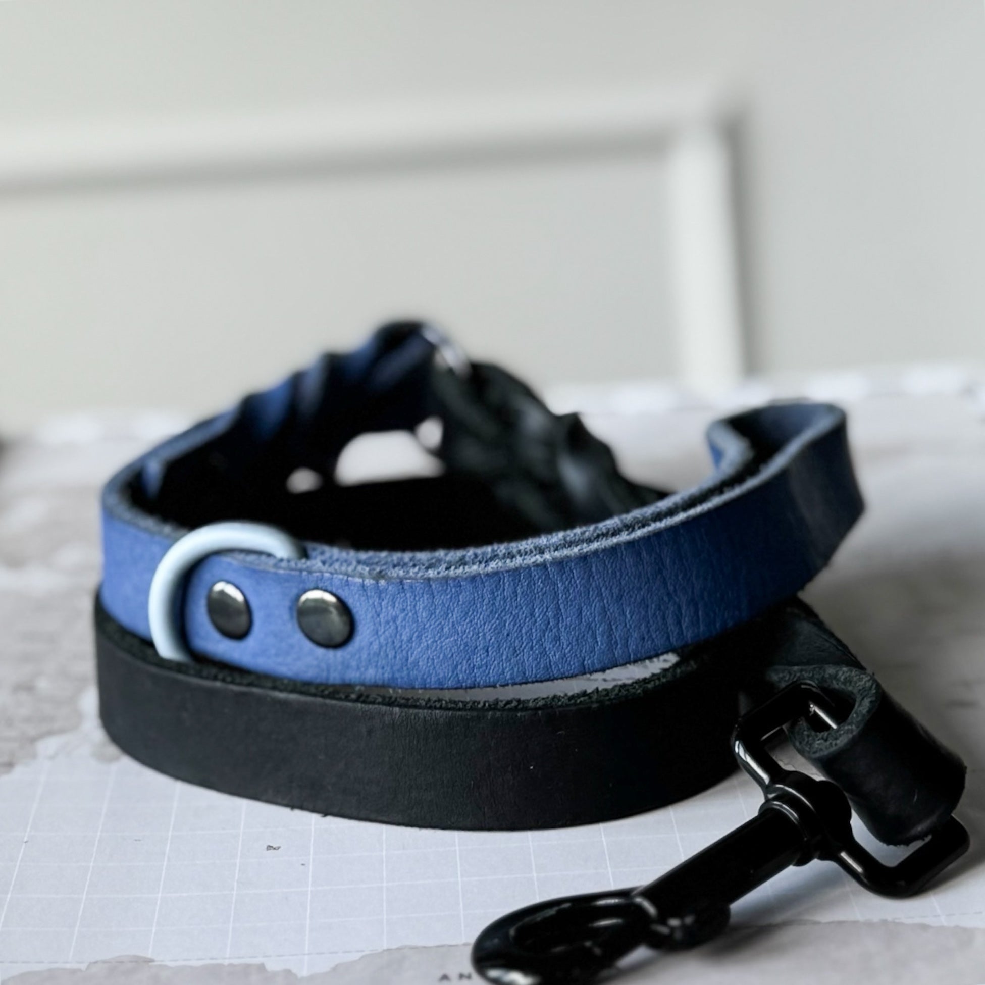 Greased Leather Leash Royal Blue