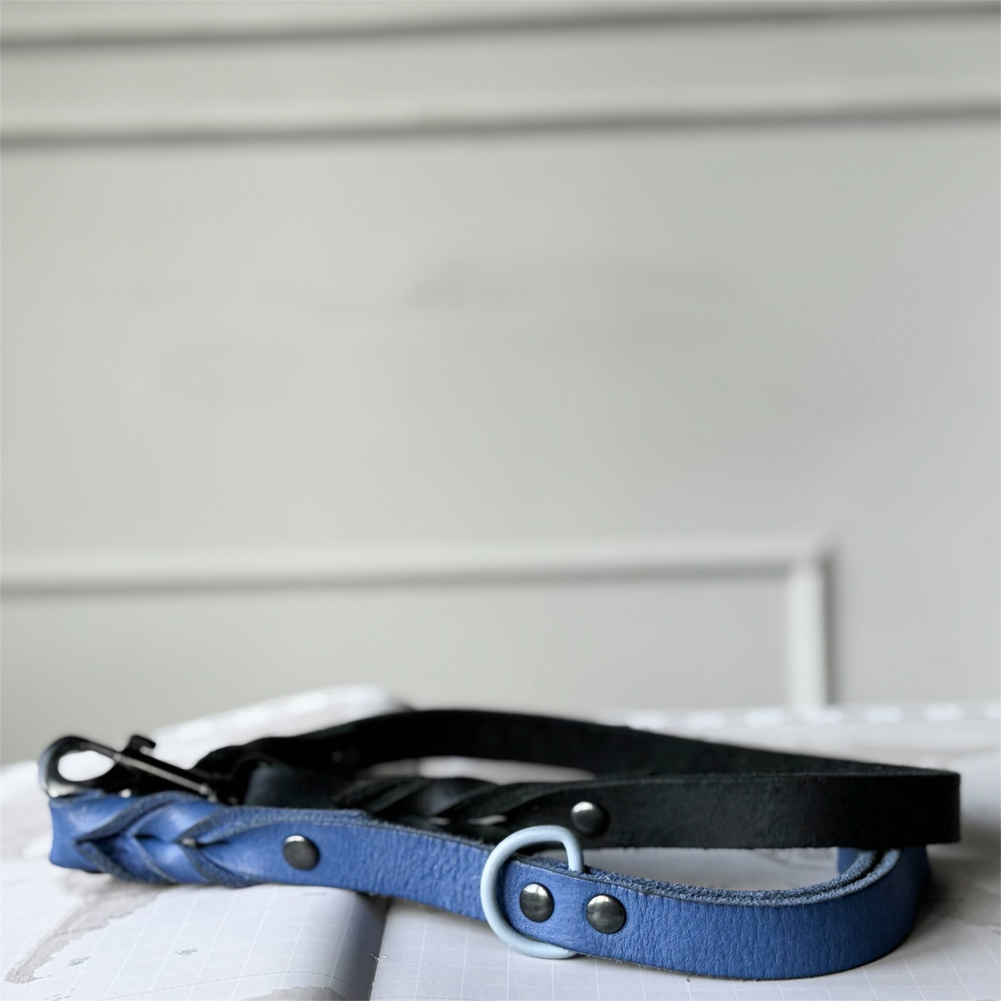 Greased Leather Leash Royal Blue