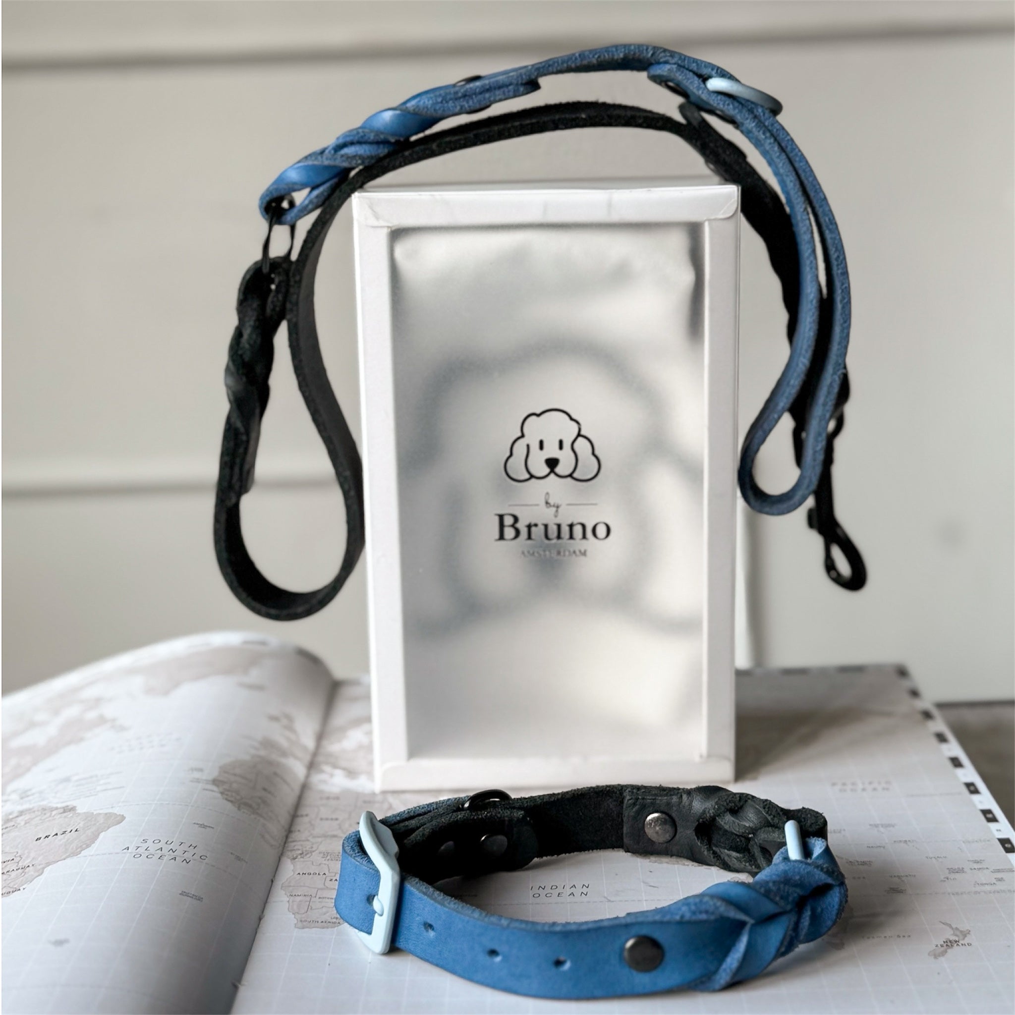 Greased Leather Royal Blue Dog Collar