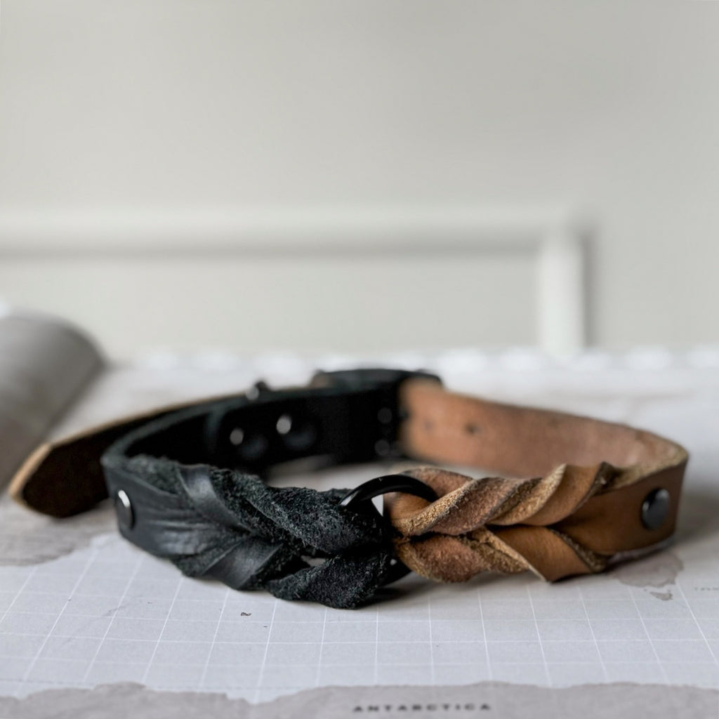 Greased Leather Camel Dog Collar