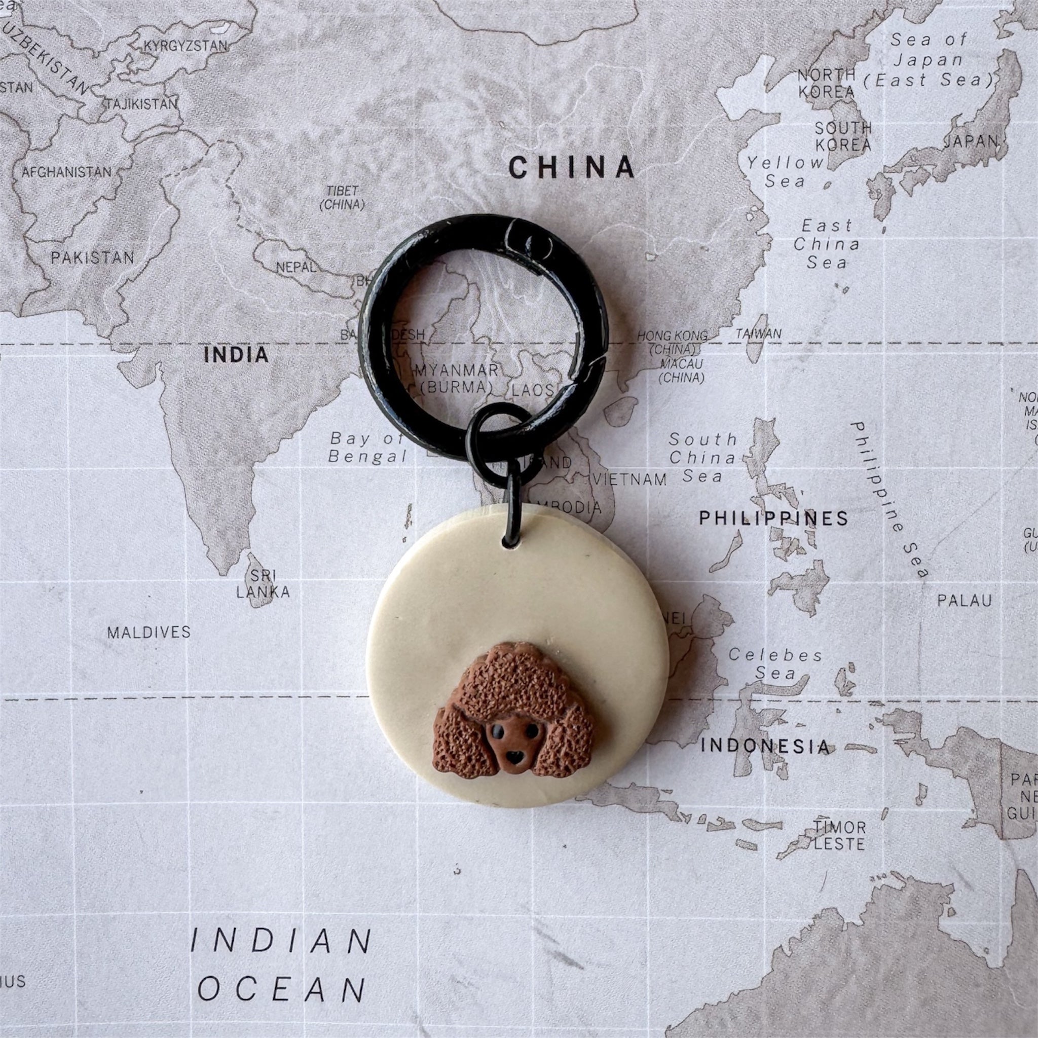 Personalised poodle dog tag handmade polymer clay by Bruno Amsterdam size S