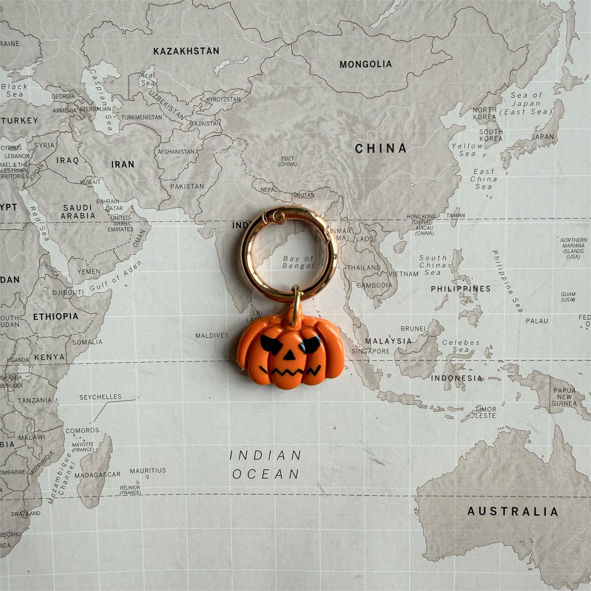 Personalised Halloween jack-o'-lantern dog tag handmade from polymer clay